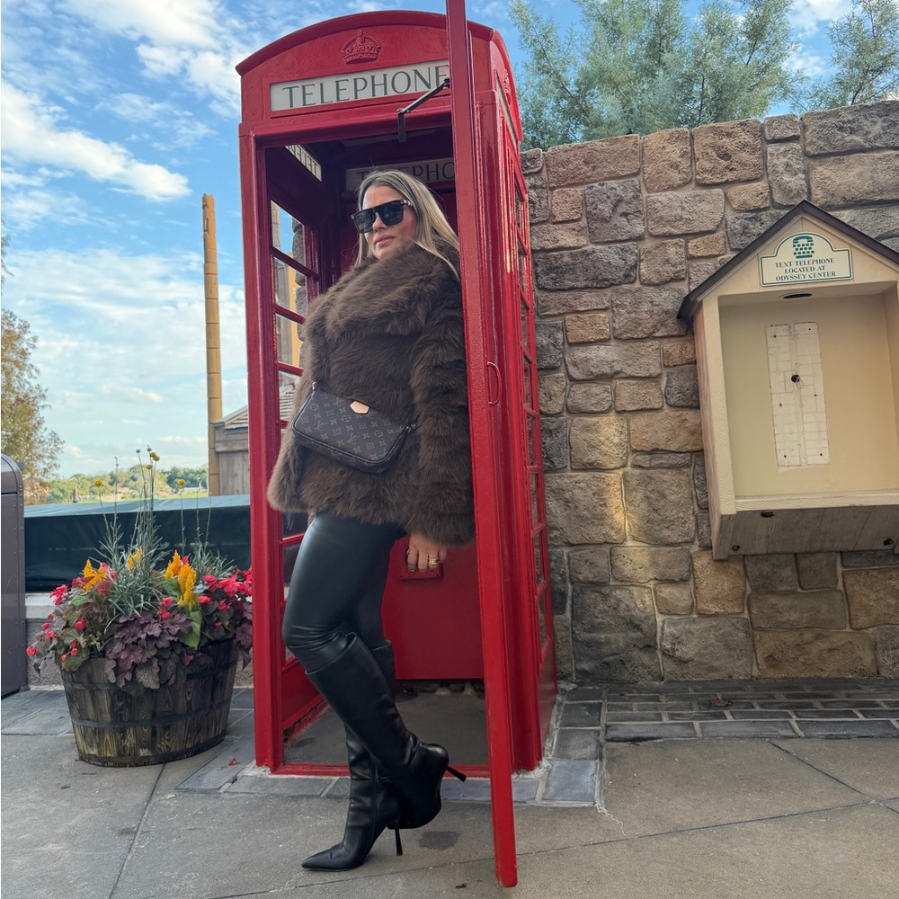 Nordstrom Brown Faux Fur Trench Coat